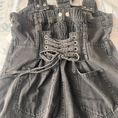 デニムジャンパースカート（黒」）の画像