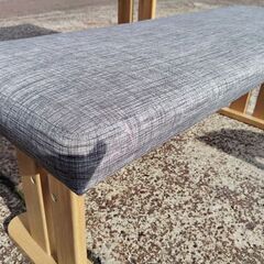 LOWYA　テーブルとベンチ椅子、イス２点の天然木ダイニングセット『中古良品、小汚れあり』の画像