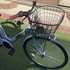 ＜整備済・美品＞27インチ・シティサイクル・後輪タイヤ新品・大型カゴ・LEDオートライト・シマノ6段変速の画像