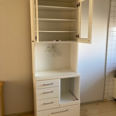 食器棚　白　幅75  上下分割の画像