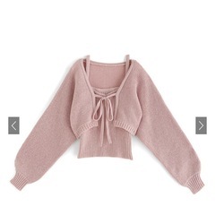 美品◎グレイル/クロップド丈カーディガン×キャミソールニットアンサンブルの画像