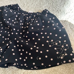 黒ドット柄キュロットとスカートセットの画像