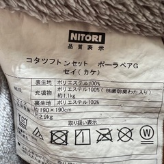 正方形こたつ掛け布団敷布団セット　ポーラベア柄ニトリの画像