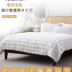 電気毛布　表兎毛調×裏フランネル　真っ白 掛け敷き兼用 大判 190×130cmの画像