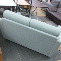 2人掛け ソファ 幅125㎝ ファブリック 奥行80×座面高35㎝ 脚付き ライトグリーン/淡緑  札幌　北20条店の画像
