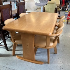 A2511-236 ダイニングテーブルセット ナチュラル 椅子4脚付き ※バラ売り不可 キズ汚れ有りの画像
