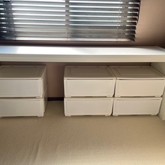 白 長テーブル コンソールデスク 幅180cm/奥行30cm/高さ70cmの画像