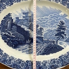 大皿　昭和レトロ　器　食器　城　草花　陶器　焼き物　の画像