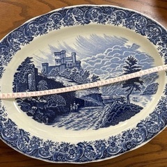 大皿　昭和レトロ　器　食器　城　草花　陶器　焼き物　の画像