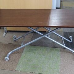 昇降テーブル リフトテーブル 幅110×奥行55cm 高さ10～70cm ニトリ ダークブラウン 札幌 北20条店の画像