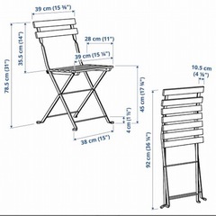 【セット商品】IKEA イケア TARNO テルノー 折りたたみ式テーブル&チェア2脚 屋外用 アカシア材 ブラウンステイン の画像