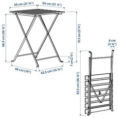 【セット商品】IKEA イケア TARNO テルノー 折りたたみ式テーブル&チェア2脚 屋外用 アカシア材 ブラウンステイン の画像