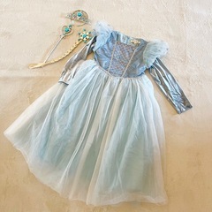 新品未使用　140 長袖　プリンセスドレス 子供 雪の女王 衣装 キッズ お姫様の画像