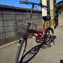 20インチ赤い折りたたみ自転車の画像