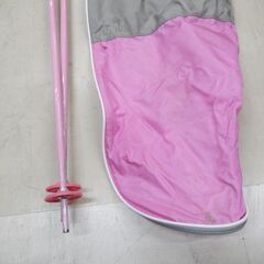 札幌市 清田区 KAZAMA カザマ スキー SPAX J 106㎝ ストック・ケースセット ピンク の画像