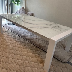 センターテーブル CTエスニトリ  ペルト120 WH 大理石風ガラステーブルの画像