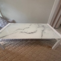 センターテーブル CTエスニトリ  ペルト120 WH 大理石風ガラステーブルの画像