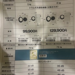 ドラム式洗濯乾燥機本体 ブラック ニトリの画像