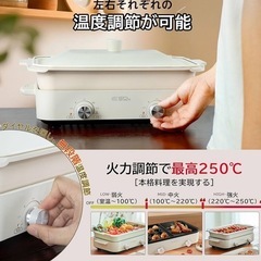 セパレートホットプレート 1台多役 2口熱源 強力 たこ焼き グリル おしゃれの画像