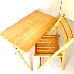 木製　折りたたみテーブル　イスのセット