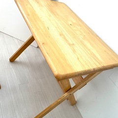 木製　折りたたみテーブル　イスのセットの画像