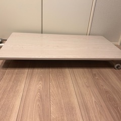 折りたたみ昇降式テーブル 木目調 ホワイトの画像