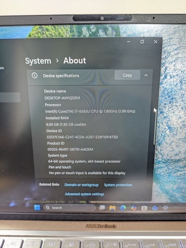 パソコン Asus ZenBook 13 UX333FA i7-8565 8/512