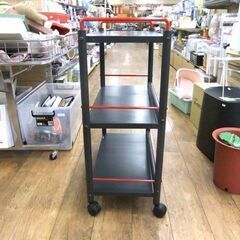 3段 キャスター付き ワゴン LION 幅68×奥35×高86 スチール ブラック 黒 収納家具 キッチン オフィス 車庫 札幌市厚別区 厚別店の画像