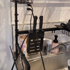 [ 無料 ] 水切りラック 大容量 2段式 横置き (黒)の画像