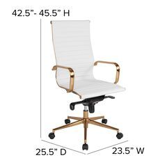 ガス式昇降ゴールド脚xホワイトデスクチェアの画像