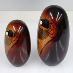 レトロ 達磨大師 2体セット 19cm 14.5cm だるま ダルマ 木製 アンティーク 縁起物 置物 達磨こけし 札幌市 清田区 平岡の画像