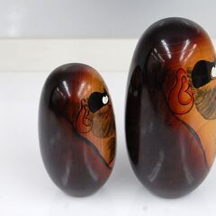 レトロ 達磨大師 2体セット 19cm 14.5cm だるま ダルマ 木製 アンティーク 縁起物 置物 達磨こけし 札幌市 清田区 平岡の画像