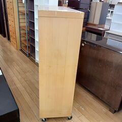 ★リユースのサカイつくば店★TK7301  キャスター付オープンシェルフ ナチュラル H131×D40×W122 クリーニング済みの画像
