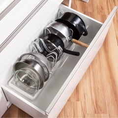 伸縮ザル・ボウル・フライパンスタンド 伸縮幅46-86cmの画像