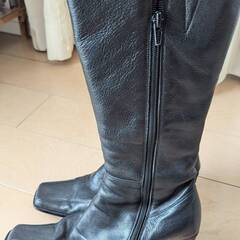 ロングブーツ　レディース　23.cm 　本革　黒の画像