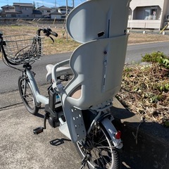 bikke用　リヤチャイルドシート(ブルー グレー) シートクッション付き 純正レインカバー 子乗せ自転車 の画像