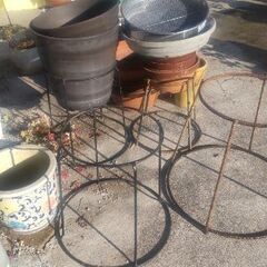 植木鉢　陶器鉢カバー　スタンド　砂ふるい(新品)の画像