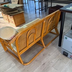 ラタン  2人掛けソファ  籐の画像