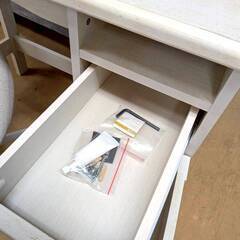 ニトリ デスク リズバレー SLM7090 ホワイトウォッシュ チェア付の画像