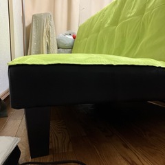 ［取引中］ソファーベッド ライトグリーンの画像