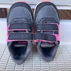 adidasアディダス子供靴スニーカー14.0黒ピンクの画像