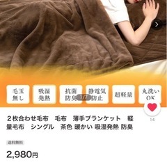 ２枚合わせ毛布　毛布　薄手ブランケット　軽量毛布　シングル　茶色 暖かい 吸湿発熱 防臭の画像