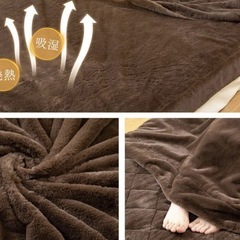 ２枚合わせ毛布　毛布　薄手ブランケット　軽量毛布　シングル　茶色 暖かい 吸湿発熱 防臭の画像