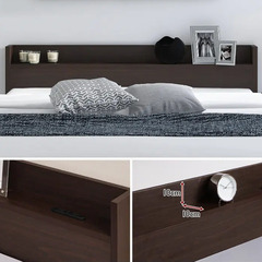 【在庫処分セール】海外製・脚付き木製ベッド ダークブラウン (クイーン)の画像