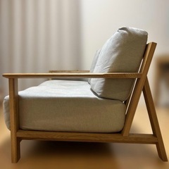 【値下げ相談可】無印良品 MUJI オーク材 フェザー 2シーターソファーの画像