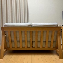 【値下げ相談可】無印良品 MUJI オーク材 フェザー 2シーターソファーの画像