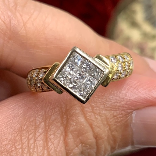 K18 デザイン　ダイヤリング　7.3g 約13号　0.8ct