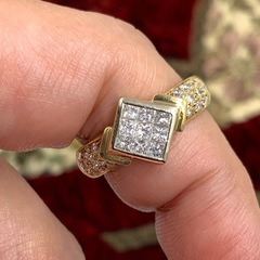 K18 デザイン　ダイヤリング　7.3g 約13号　0.8ctの画像