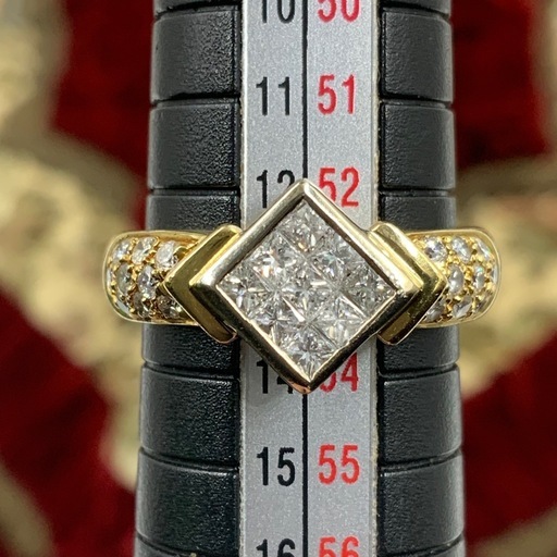 K18 デザイン　ダイヤリング　7.3g 約13号　0.8ct