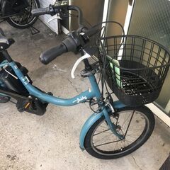 地域限定送料無料　ヤマハ　パスバビー　子供乗せ　15,4AH　三人乗り　青系　ビッケ　ギュットアニーズ　神戸市　電動自転車　の画像